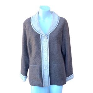 Vintage Variations Earth Tone Brown Beige 100% Wool Button Up Jacket Shacket Med